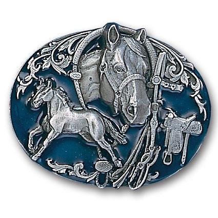 Licensed Sports Originals-Animals-Horses - Horse Collage Enameled Belt Buckle-Jewelry & Accessories,Buckles,Enameled Buckles,-JadeMoghul Inc.