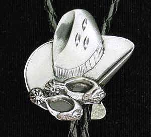 Licensed Sports Originals - Bolo - Cowboy Hat and Spurs (Diamond Cut)-Jewelry & Accessories,Bolo Ties,Siskiyou Originals Bolo Ties-JadeMoghul Inc.