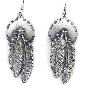 Licensed Sports Originals - Dangle Earrings - Concho & Feathers-Jewelry & Accessories,Bracelets,Dangle Earrings,Classic Dangle Earrings,Siskiyou Originals Classic Dangle Earrings-JadeMoghul Inc.