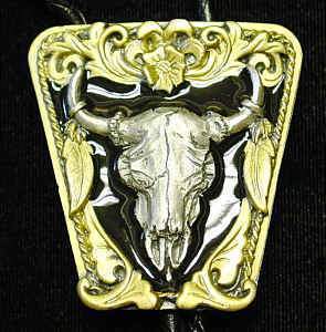 Licensed Sports Originals - Large Gold Bolo - Buffalo Skull-Jewelry & Accessories,Bolo Ties,Siskiyou Originals Bolo Ties-JadeMoghul Inc.