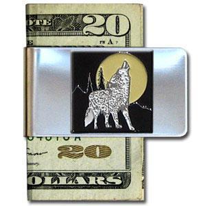 Licensed Sports Originals - Large Money Clip - Howling Wolf-Wallets & Checkbook Covers,Money Clips,Steel Money Clips,Siskiyou Originals Steel Money Clips-JadeMoghul Inc.