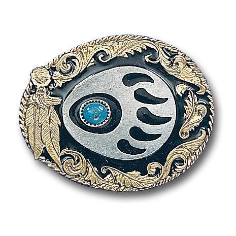 Licensed Sports Originals-Native American Inspired-Wildlife - Western Claw with Stone Vivatone Belt Buckle-Jewelry & Accessories,Buckles,Enameled Buckles,-JadeMoghul Inc.