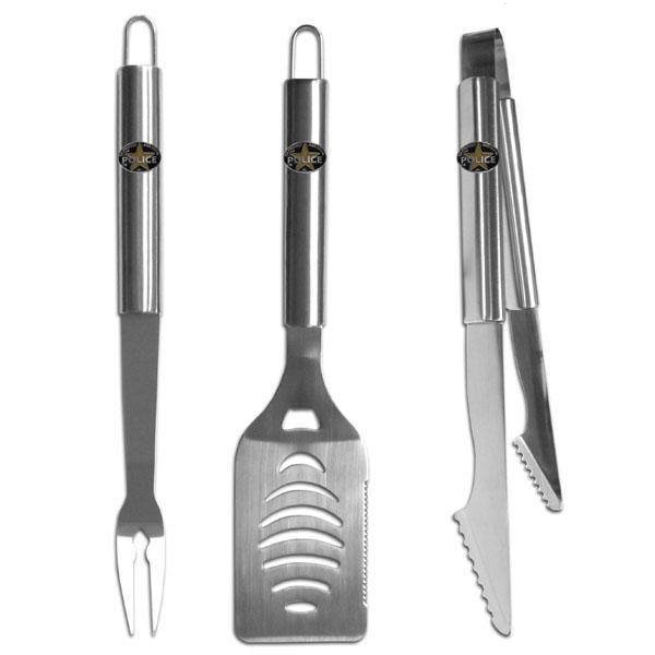 Licensed Sports Originals - Police 3pc BBQ Wrap-Tailgating & BBQ Accessories,BBQ Tools,3 pc Steel Tool SetSiskiyou Originals 3 pc Steel Tool Set-JadeMoghul Inc.
