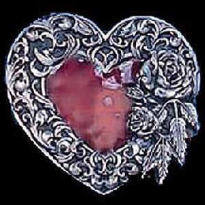 Licensed Sports Originals-Western-Fashion - Heart Rose and Western Scroll Border Enameled Belt Buckle-Jewelry & Accessories,Buckles,Enameled Buckles,-JadeMoghul Inc.