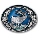 Licensed Sports Originals-Western-Wildlife - Elk with Scroll Enameled Belt Buckle-Jewelry & Accessories,Buckles,Enameled Buckles,-JadeMoghul Inc.