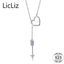 LicLiz 925 Love Heart Necklace Pendants For Women Collar Choker Silver Initial Letter Necklace Chain Y 925 Arrow Necklace LN0234--JadeMoghul Inc.