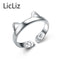 LicLiz 925 Silver Cat Ear Ring Cute Fashion Jewelry Cat Ring For Women Young Girl Child Gifts Adjustable Anel Wholesale LR0163--JadeMoghul Inc.