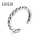 LicLiz 925 Sterling Silver Braided Open Ring Punk Style Adjustable Twisted Ring New Year's Gift Jewelry For Women Anillos LR0279--JadeMoghul Inc.