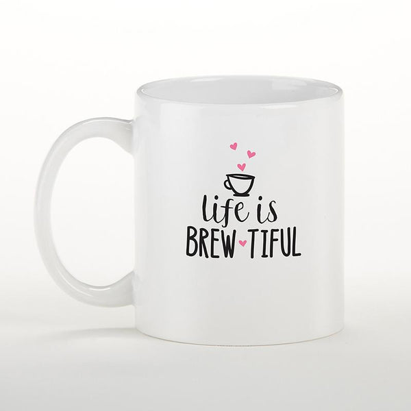 Life is Brew-tiful 11 oz. White Coffee Mug-Personalized Gifts By Type-JadeMoghul Inc.