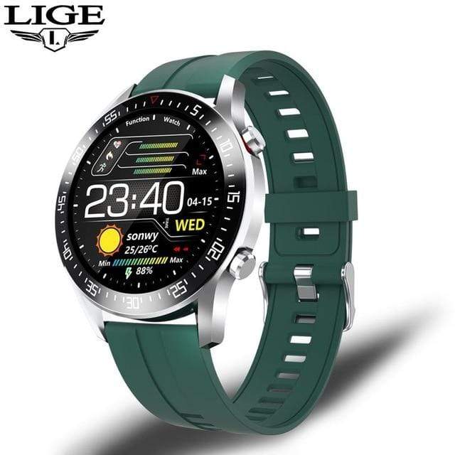 LIGE Smart Watch Men smartwatch LED Full Touch Screen For Android iOS Heart Rate Blood Pressure Monitor Waterproof Fitness Watch AExp
