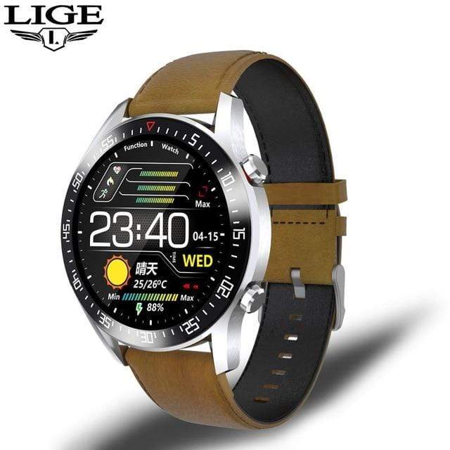 LIGE Smart Watch Men smartwatch LED Full Touch Screen For Android iOS Heart Rate Blood Pressure Monitor Waterproof Fitness Watch AExp