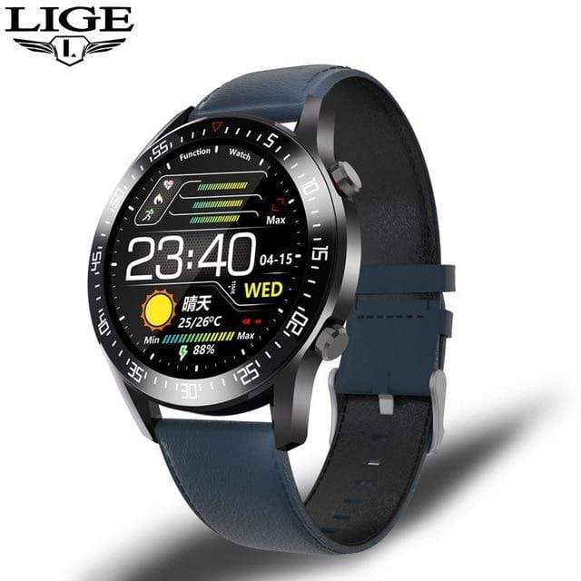 LIGE Smart Watch Men smartwatch LED Full Touch Screen For Android iOS Heart Rate Blood Pressure Monitor Waterproof Fitness Watch AExp