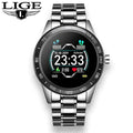 LIGE Steel Band Smart Watch Men Heart Rate Blood Pressure Monitor Sport Multifunction Mode Fitness Tracker Waterproof Smartwatch AExp