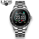 LIGE Steel Band Smart Watch Men Heart Rate Blood Pressure Monitor Sport Multifunction Mode Fitness Tracker Waterproof Smartwatch AExp