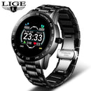 LIGE Steel Band Smart Watch Men Heart Rate Blood Pressure Monitor Sport Multifunction Mode Fitness Tracker Waterproof Smartwatch AExp