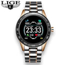 LIGE Steel Band Smart Watch Men Heart Rate Blood Pressure Monitor Sport Multifunction Mode Fitness Tracker Waterproof Smartwatch AExp