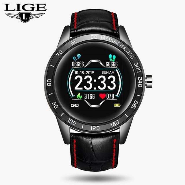 LIGE Steel Band Smart Watch Men Heart Rate Blood Pressure Monitor Sport Multifunction Mode Fitness Tracker Waterproof Smartwatch AExp