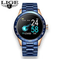 LIGE Steel Band Smart Watch Men Heart Rate Blood Pressure Monitor Sport Multifunction Mode Fitness Tracker Waterproof Smartwatch AExp