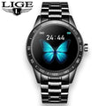 LIGE Steel Band Smart Watch Men Heart Rate Blood Pressure Monitor Sport Multifunction Mode Fitness Tracker Waterproof Smartwatch AExp