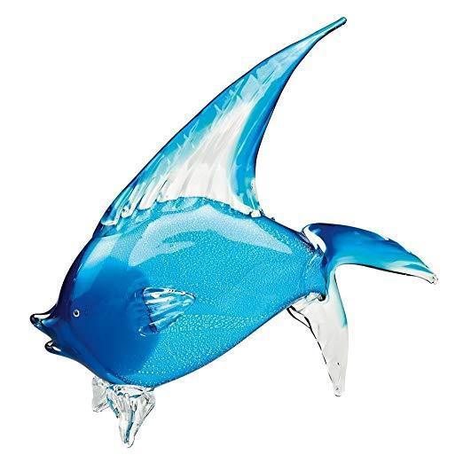 Glass Art  - Light Blue Art Glass Tropical Fish Home Decor