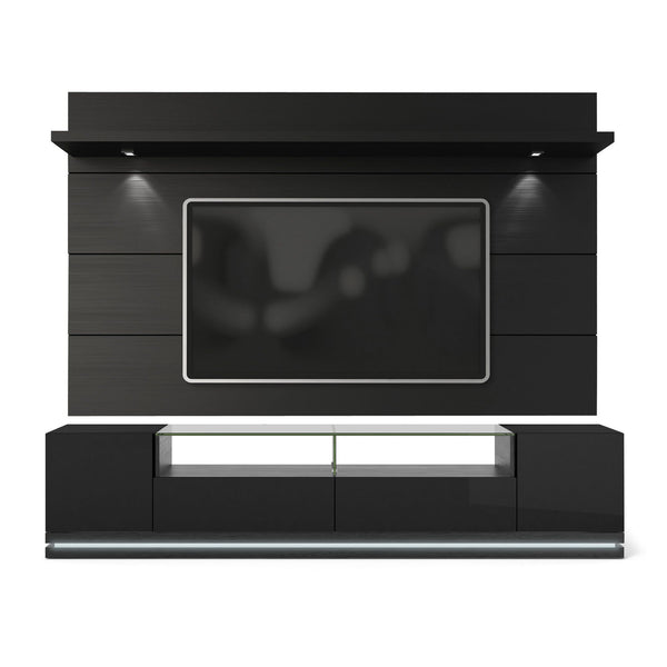 Lighting LED Lighting - Black Gloss TV Stand and Floating Wall TV Panel with LED Lights HomeRoots