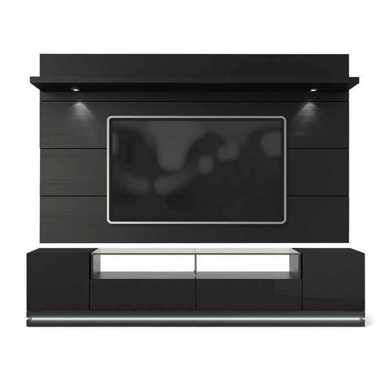 Lighting LED Lighting - Black Gloss TV Stand and Floating Wall TV Panel with LED Lights HomeRoots