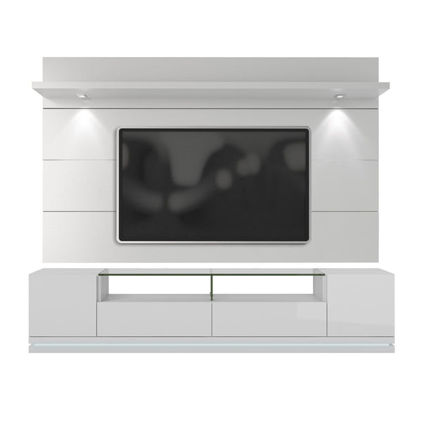 Lighting LED Lighting - White Gloss TV Stand and Floating Wall TV Panel with LED Lights HomeRoots