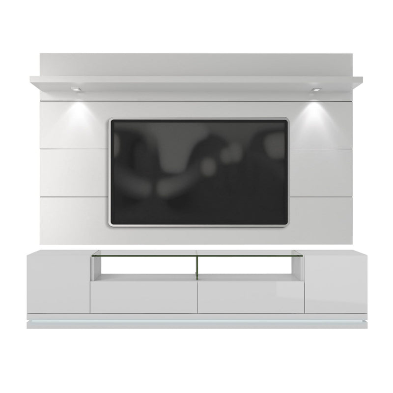 Lighting LED Lighting - White Gloss TV Stand and Floating Wall TV Panel with LED Lights HomeRoots