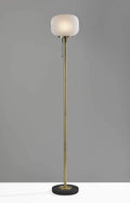 Lighting Light Lamp - 10" X 10" X 65" Antique Brass Glass/Metal Floor Lamp HomeRoots