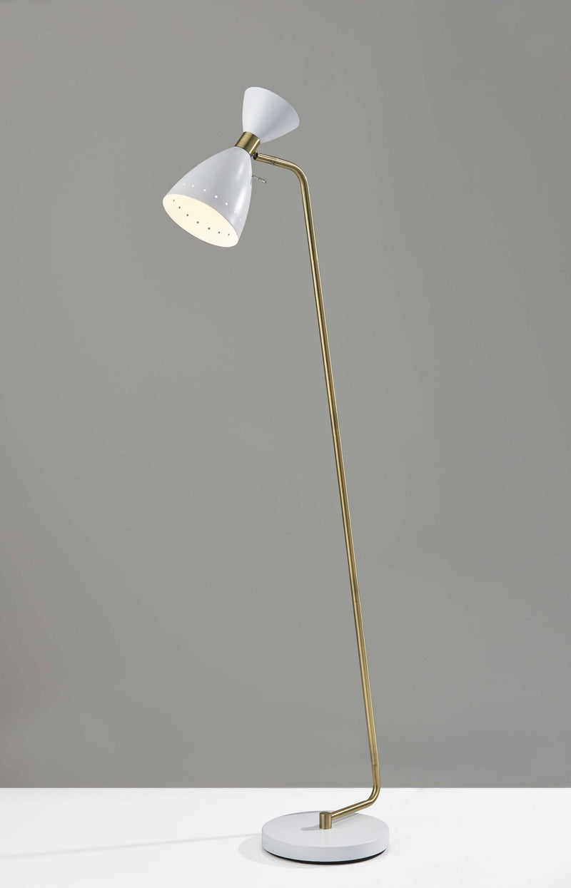 Lighting Light Lamp - 10" X 20.5" X 59" White Metal Floor Lamp HomeRoots