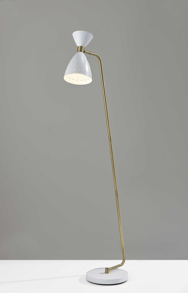 Lighting Light Lamp - 10" X 20.5" X 59" White Metal Floor Lamp HomeRoots