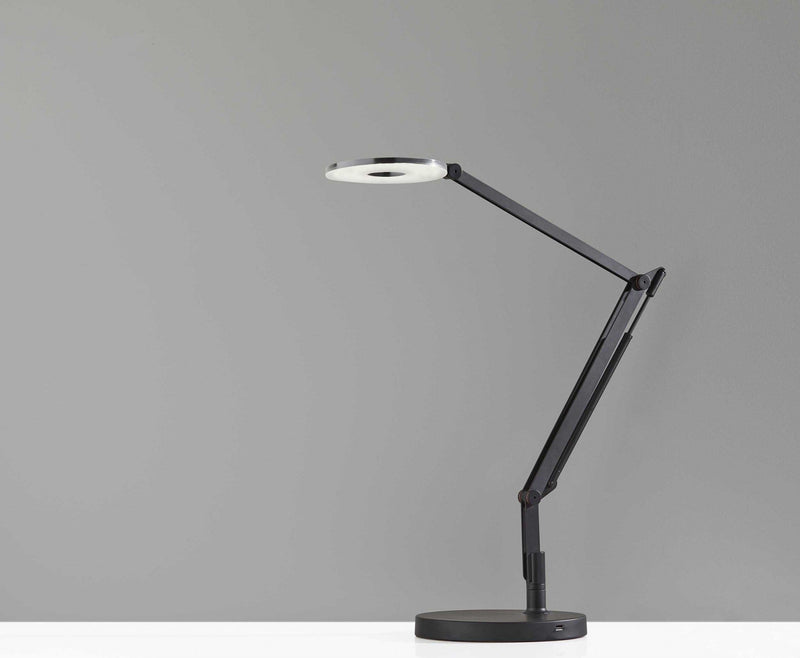 Lighting Light Lamp - 8.5" X 32" X 32.5" Black Metal LED Desk Lamp HomeRoots