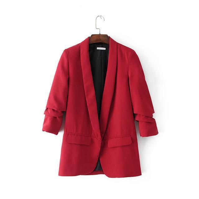 Lightweight Polka Dot Blazer Jacket-Red-L-JadeMoghul Inc.