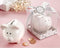 "Li'l Saver Favor" Ceramic Mini-Piggy Bank in Gift Box with Polka-Dot Bow-Boy Wedding / Ring bearer-JadeMoghul Inc.