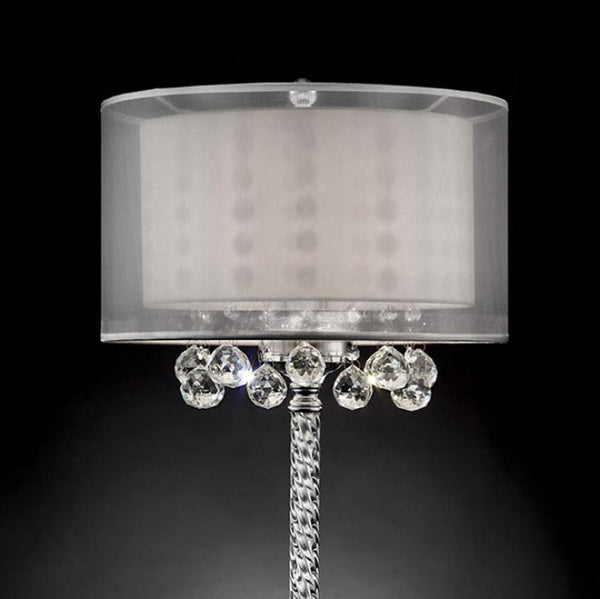 LILA Traditional 30 Inch Table Lamp Silver Metal, Clear-Table Lamps-Silver-METAL-JadeMoghul Inc.