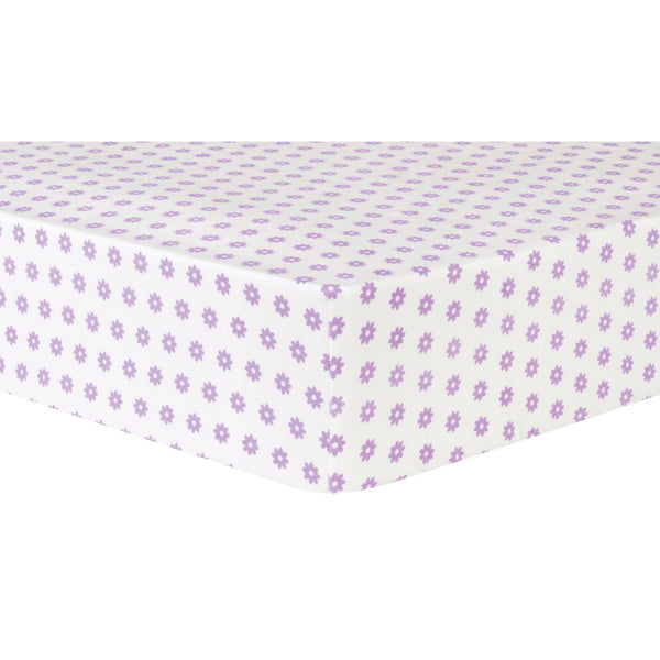 Lilac Flower Dot Deluxe Flannel Fitted Crib Sheet-LILAC-JadeMoghul Inc.