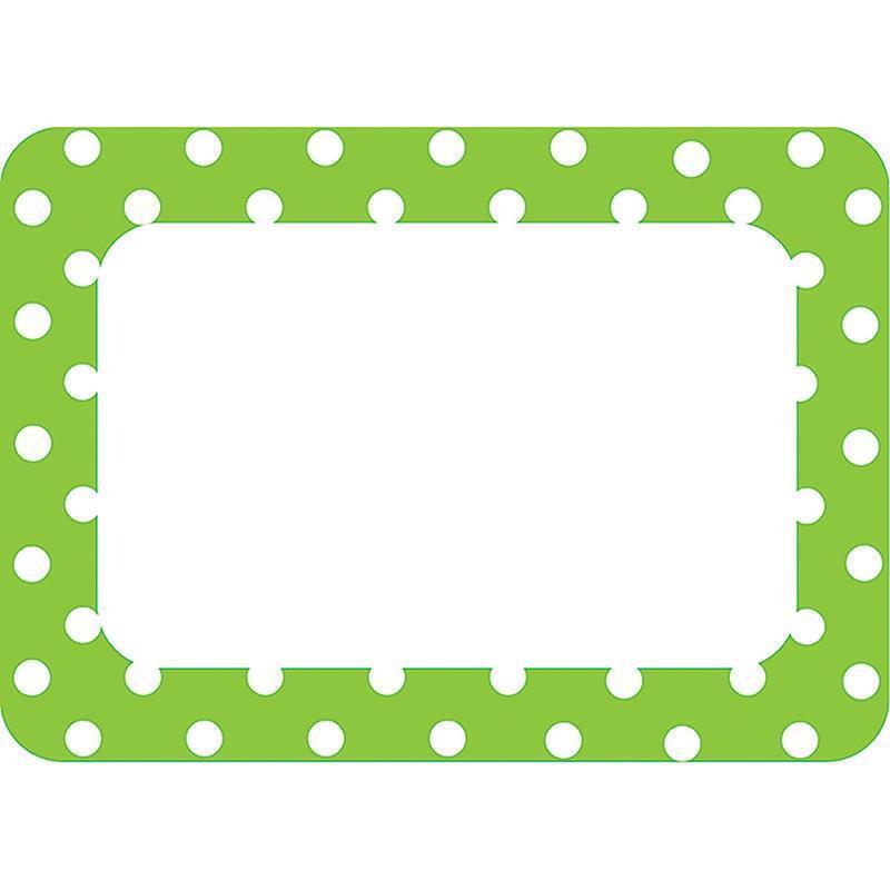 LIME POLKA DOTS 2 NAME TAGS LABELS-Learning Materials-JadeMoghul Inc.
