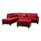 Linen 3 Pieces Sectional Sofa Carmine Red And Brown-Sofas-Red And Brown-Wood: Solid Pine Fabric: Polyfiber-JadeMoghul Inc.