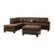 Linen 3 Pieces Sectional Sofa Chocolate Brown-Sofas-Brown-Wood: Solid Pine Fabric: Polyfiber-JadeMoghul Inc.