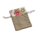 Linen Drawstring Bag With Floral Print Trim (Pack of 12)-Favor-JadeMoghul Inc.