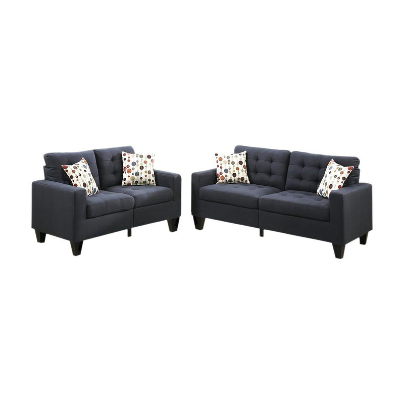 Linen Fabric 2 Pieces Sofa Set In Dark Gray-Sofas-Dark Gray-Polyfiber PlywoodSolid PinePlastic Leg Foam-JadeMoghul Inc.