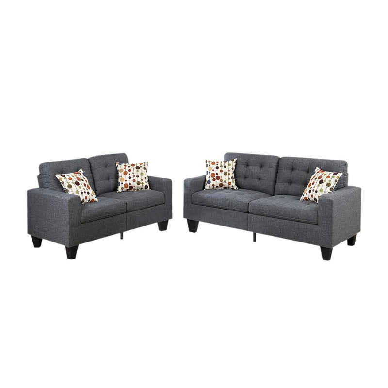 Linen Fabric 2 Pieces Sofa Set In Gray-Sofas-Gray-Polyfiber PlywoodSolid PinePlastic Leg Foam-JadeMoghul Inc.