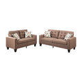 Linen Fabric 2 Pieces Sofa Set In Light Brown-Sofas-Light Brown-Polyfiber PlywoodSolid PinePlastic Leg Foam-JadeMoghul Inc.