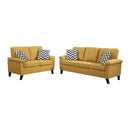 Linen Fabric 2 Pieces Sofa Set In Yellow-Sofas-Yellow-Polyfiber PlywoodSolid PinePlastic Leg-JadeMoghul Inc.