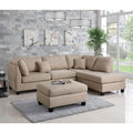 Linen Fabric 3 Pieces Sectional In Sand Beige-Sectional Sofas-Beige-PlywoodSolid PinePlastic Leg Foam-JadeMoghul Inc.