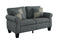 Linen Fabric Upholstered Love Seat With Wooden Legs, Gray and Black-Living Room Furniture-Gray and Black-Linen-like Fabric and Wood-JadeMoghul Inc.