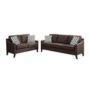 Linen Like Fabric 2 Pieces Sofa set In Chocolate Brown-Sofas-Brown-Polyfiber PlywoodSolid PinePlastic Leg Foam-JadeMoghul Inc.