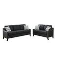 Linen Like Fabric 2 Pieces Sofa set In Dark Gray-Sofas-Gray-Polyfiber Plywood Solid Pine Plastic Leg-JadeMoghul Inc.