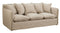 Linen-Like Fabric Sofa With Loose Back Pillows, Beige-Living Room Furniture-Beige-Linen-like Fabric and Wood-JadeMoghul Inc.