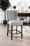 Linen like Fabric Upholstered Solid Wood Counter Height Chair, Gray and Brown, Pack of Two-Chairs-Gray And Brown-Linen Like Fabric and Solid wood-JadeMoghul Inc.